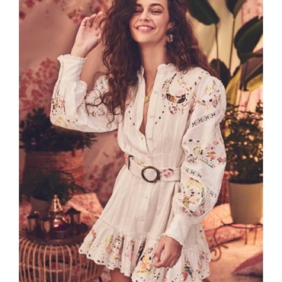 HEMANT & NANDITA White Floral Long Sleeve Dress - Picture 3 of 16